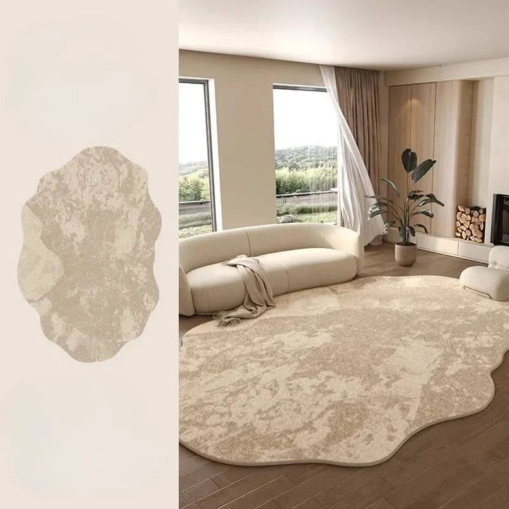 Irregular Polyester Plush Rug with Machine-Washable Surface for Bedroom and Living Room