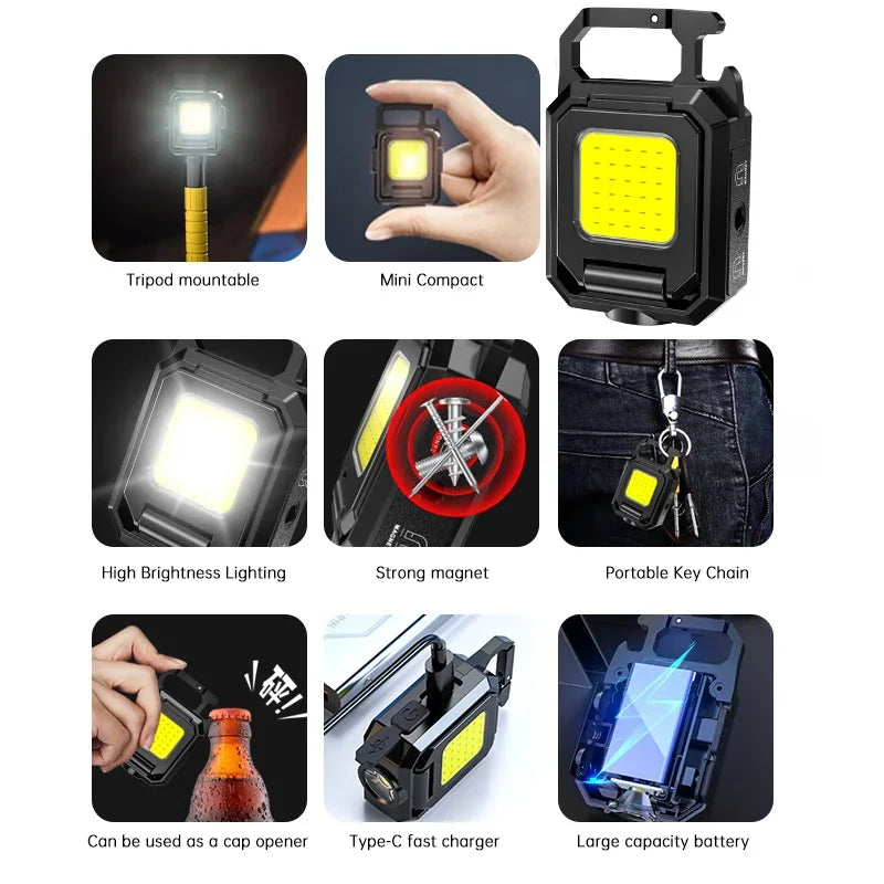 BowLift | TorchKey Mini Flashlight | 1000 Lumen | Magnetic Base & USB-C | Keychain Format