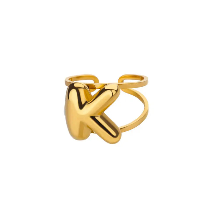BowLift | Adjustable Open Band Bubble Letter Initial Ring