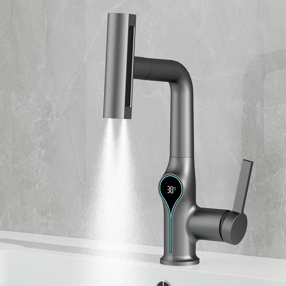 BowLift | Faucet with Waterfall Jet Temperature Display and Adjustable Sprayer