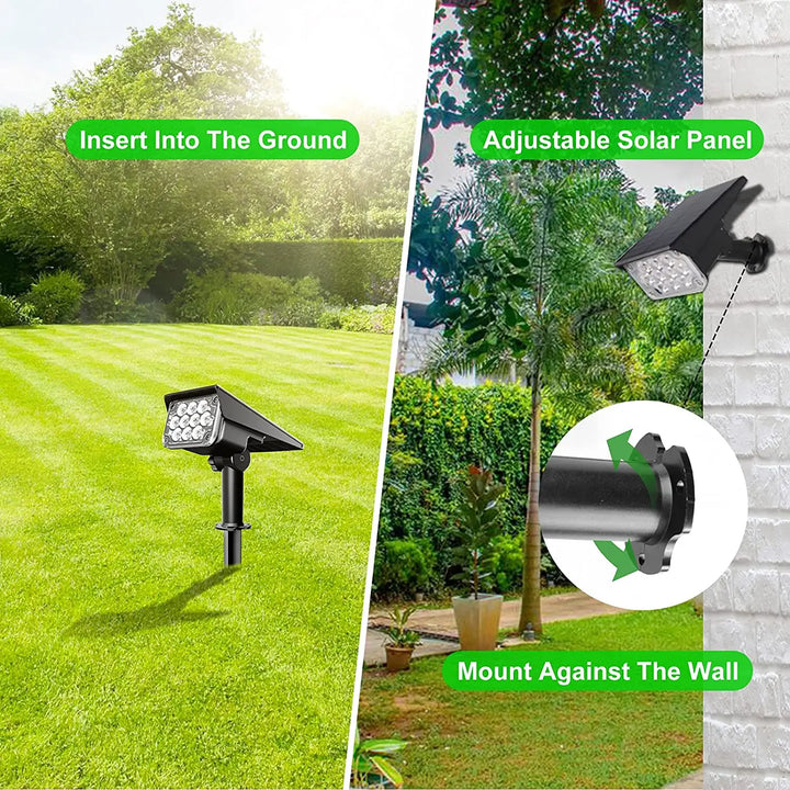BowLift | Solar Garden Spotlight LumiRay Set 4 | IP65 Waterproof | Automatic Twilight Sensor | LED Landscape Lighting