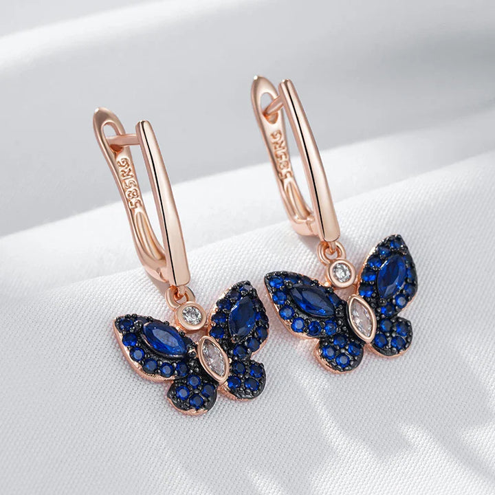 BowLift | Dainty Blue Diamond Butterfly Earrings