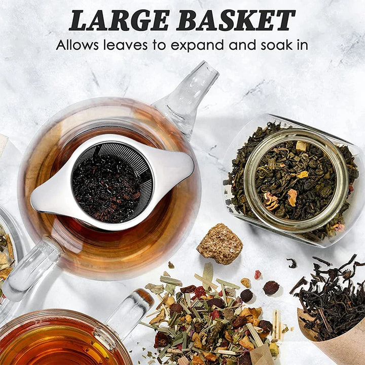 BowLift | Tea Egg LeafLuxe Stainless Steel | Extra Fine Mesh Tea Strainer | With Double Handles | For Loose Tea