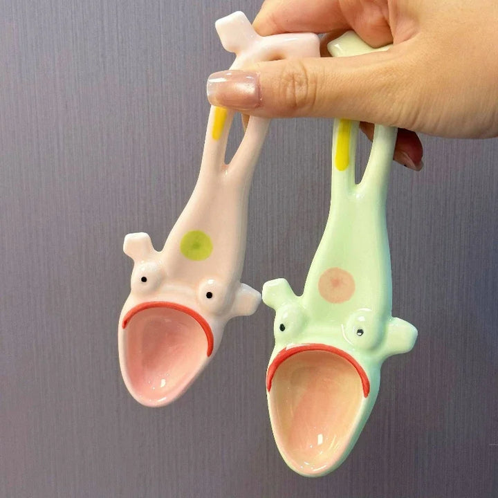 BowLift | Funny Frog Long Handle Ceramic Spoon