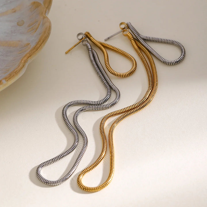 BowLift | Classy Snake Chain Tassel Stud Earrings
