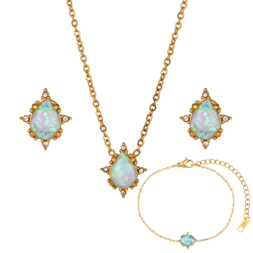 BowLift | Dainty Iridescent Opal Necklace, Bracelet, Earrings