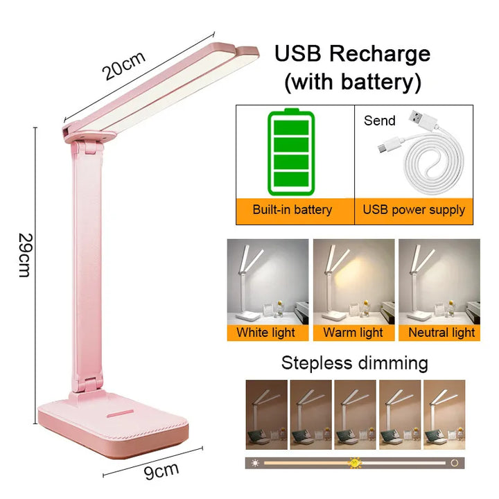 BowLift | LumiFold | LED Desk Lamp | 3 Brightness Levels & Touch Control | USB Rechargeable & Foldable