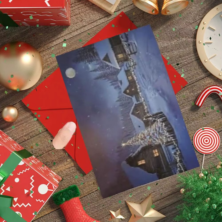 BowLift | Happy Christmas Village  Light-Up Led Postcard