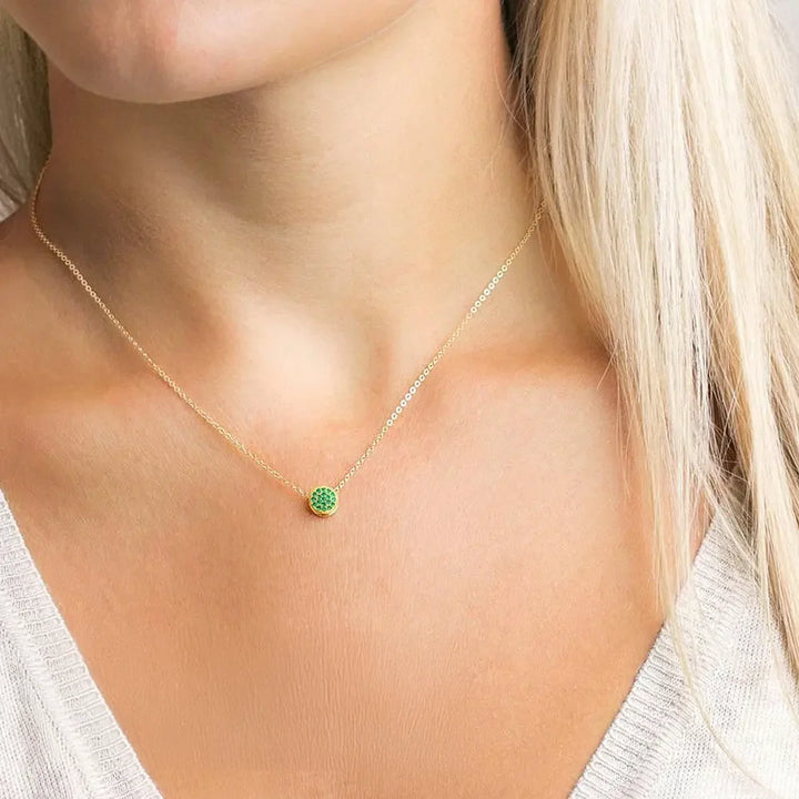 BowLift | Dainty Diamond Speckled Birthstone Circle Necklace