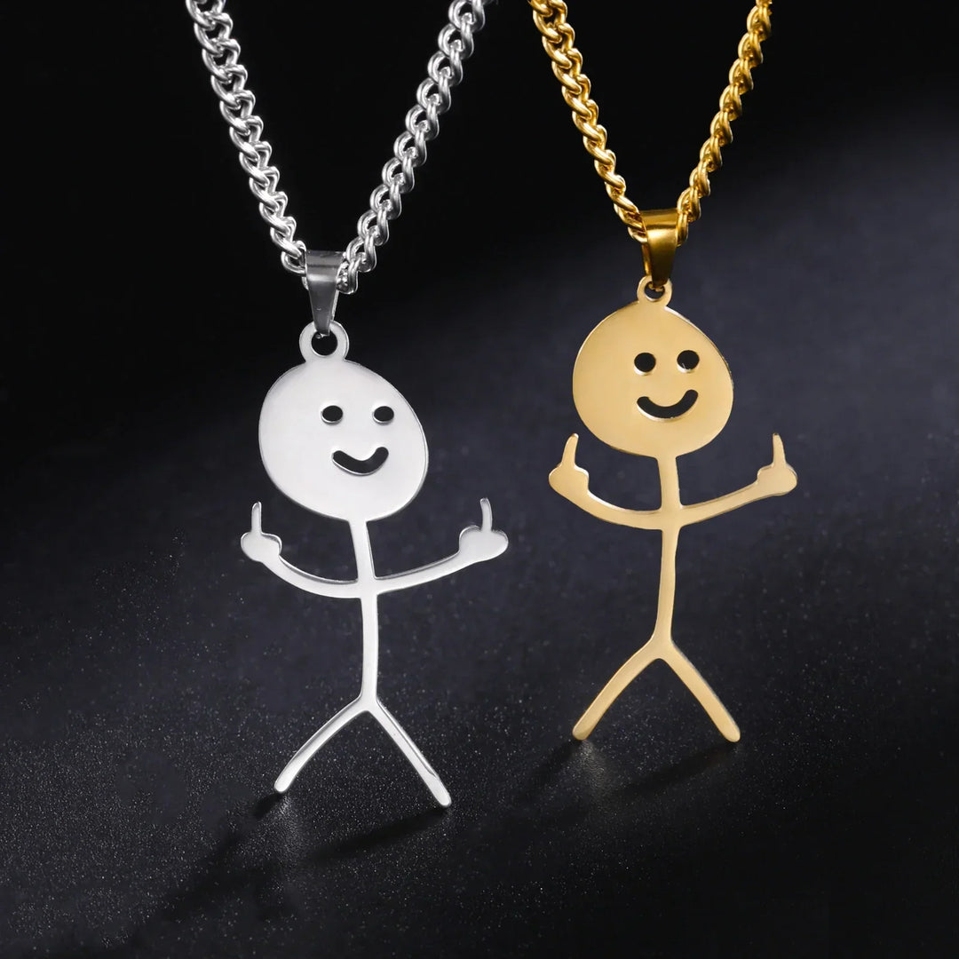 BowLift | Cute Punk Funny Middle Finger Stickman Necklace