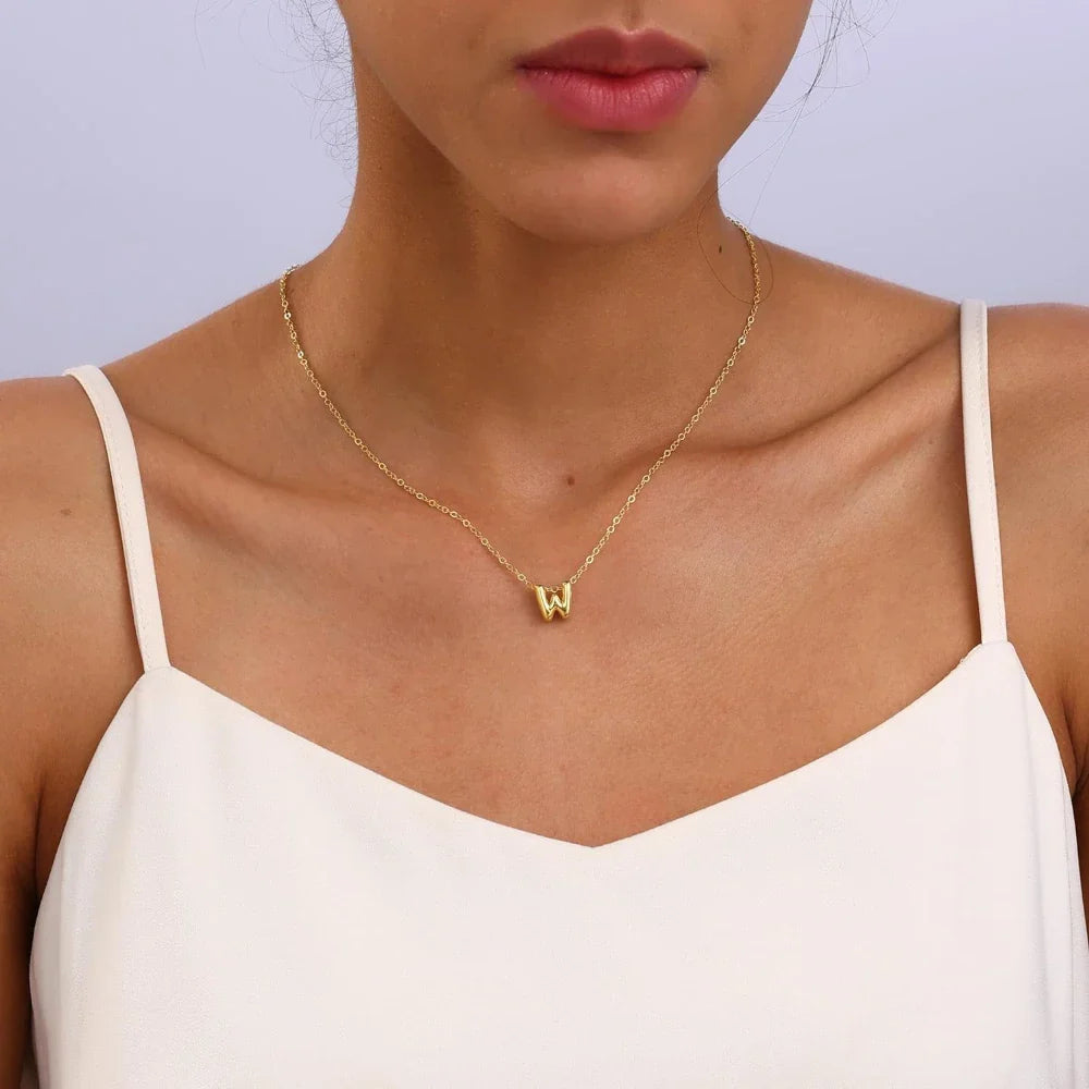 BowLift | Dainty Bubble Letter Initial Necklace