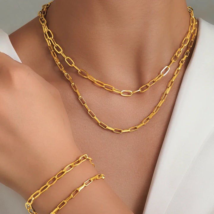 BowLift | Layered Dual Paperclip Bracelet and Necklace Set