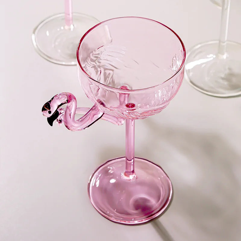 BowLift | Pink Flamingo Cocktail Clear Party Glasses
