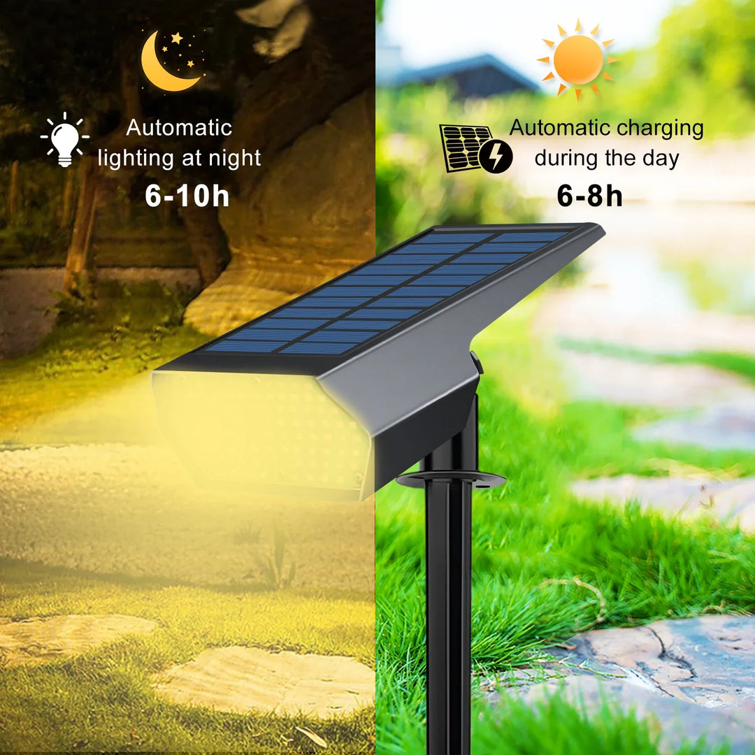 BowLift | Solar-Spotlight LumiYard 92LED | 2-colored garden lighting (Warm-/Cool white) | IP65 waterproof & automatic dusk sensor