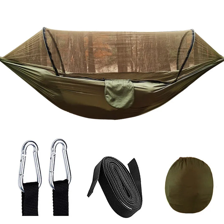 BowLift | OutdoorRelax Hammock with Mosquito Net and Quick Closure – 200 kg load capacity