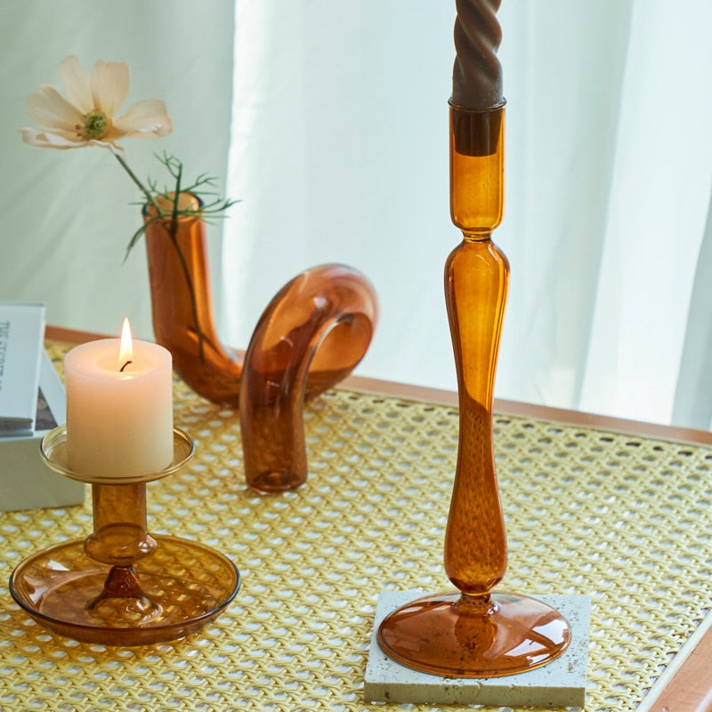 Amber Modern Glass Candle Holder | Bowlift