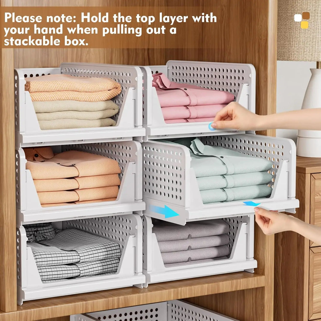BowLift | 5-Pack Stackable Foldable Closet Storage Boxes – Liora