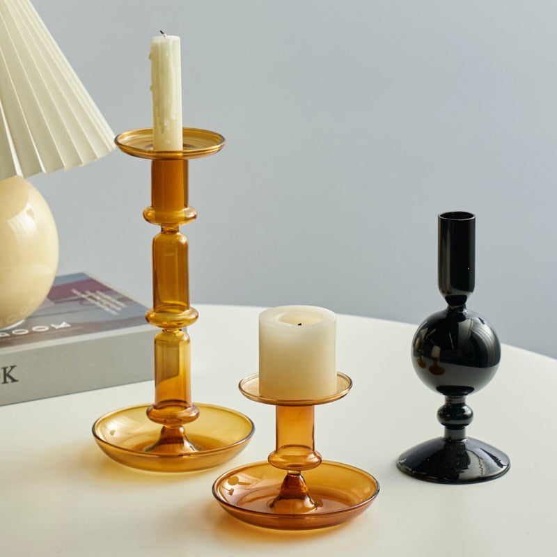 Amber Modern Glass Candle Holder | Bowlift