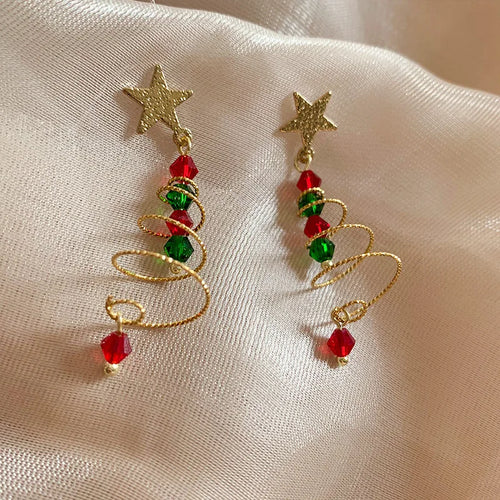 BowLift | Spiral Christmas Tree Dangle Earrings