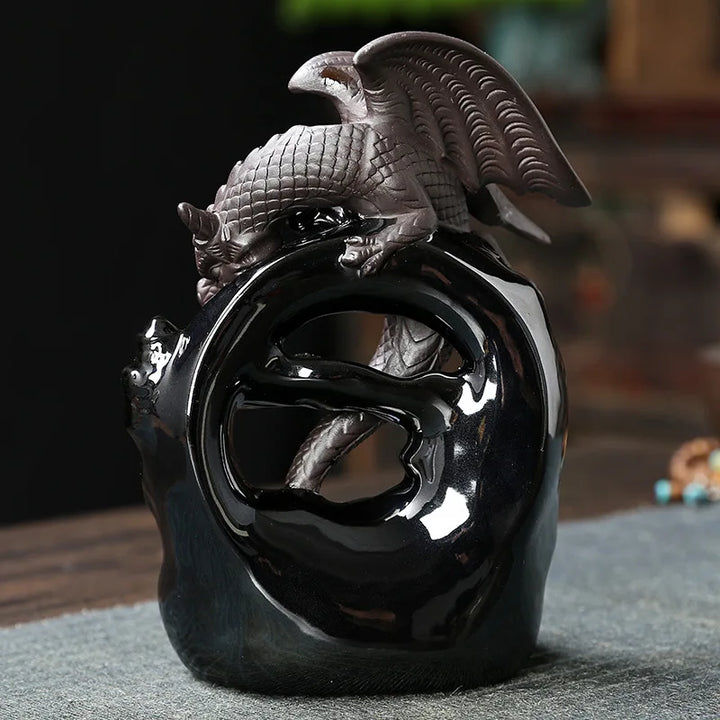 BowLift | Dracarys Ceramic Incense Holder | Backflow Design with Dragon | Vintage Decor | For Meditation & Aromatherapy