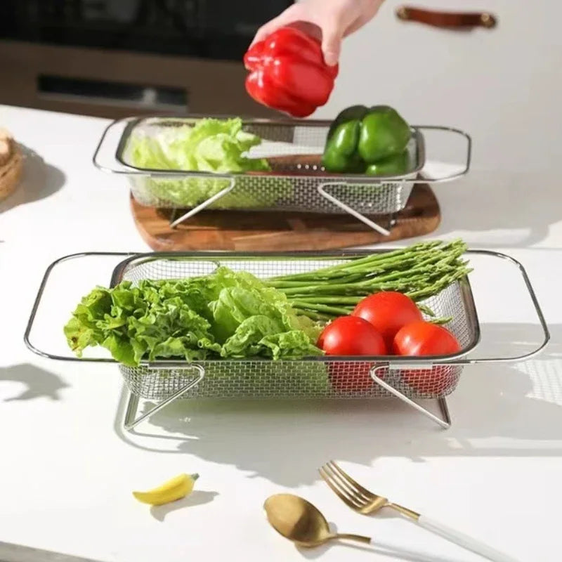 BowLift | Space-Saving Over-Sink Mesh Strainer Rack