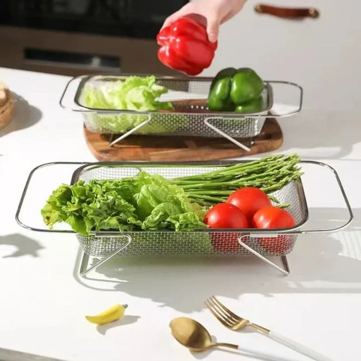 BowLift | Space-Saving Over-Sink Mesh Strainer Rack