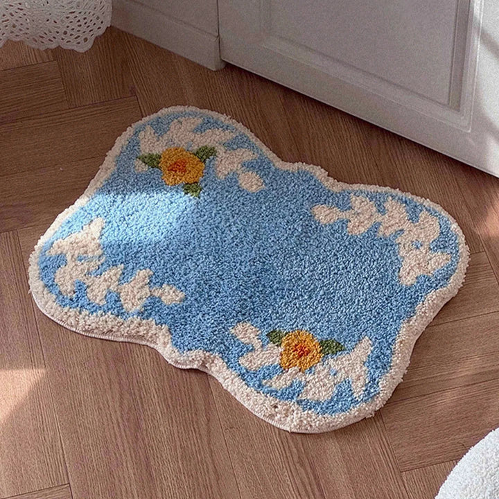 Floral Fluffy Bath Mat | Bowlift