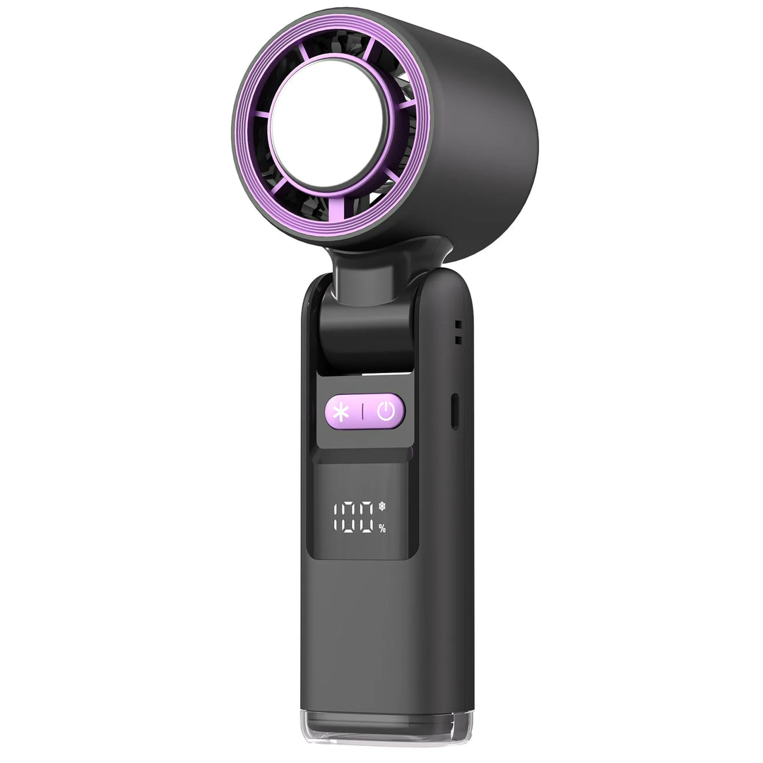 BowLift | CoolioX Mini Hand Fan | 100 Wind Levels & Digital Display | Foldable & USB Rechargeable | 4000 mAh Battery