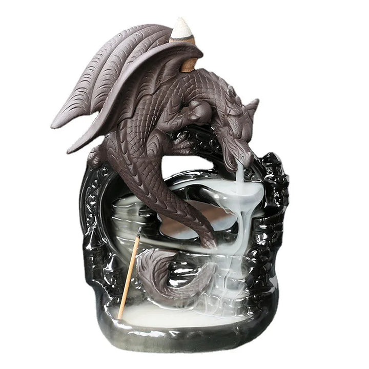 BowLift | Dracarys Ceramic Incense Holder | Backflow Design with Dragon | Vintage Decor | For Meditation & Aromatherapy
