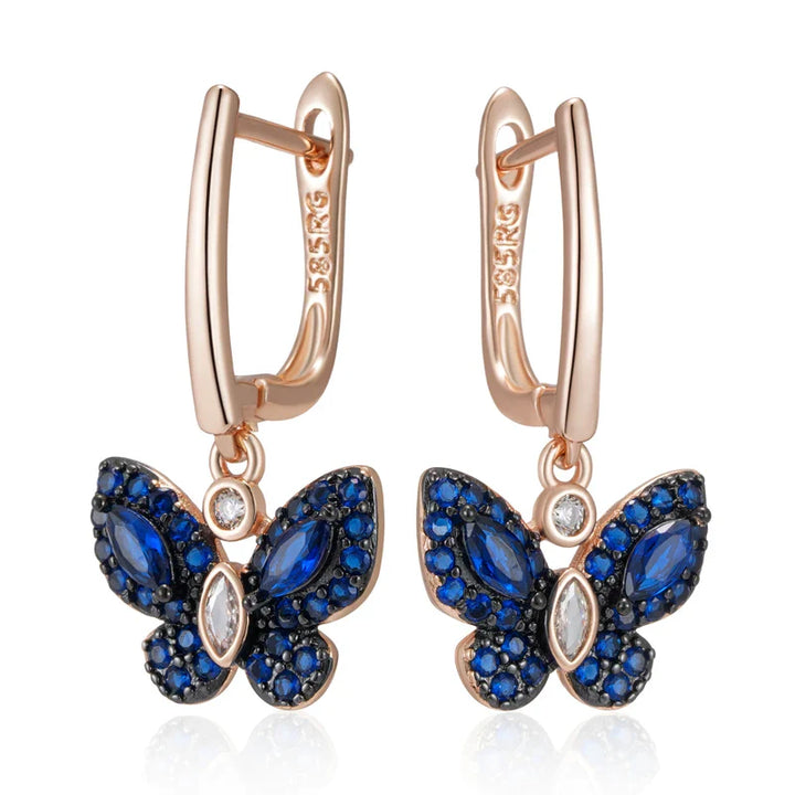 BowLift | Dainty Blue Diamond Butterfly Earrings