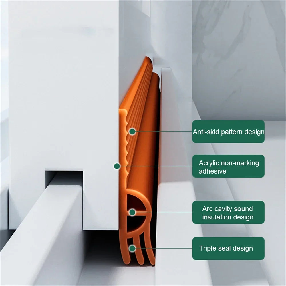 BowLift | Door seal SilentSeal Pro | PVC draft stopper without adhesive | Soundproof & energy-saving | Washable & customizable