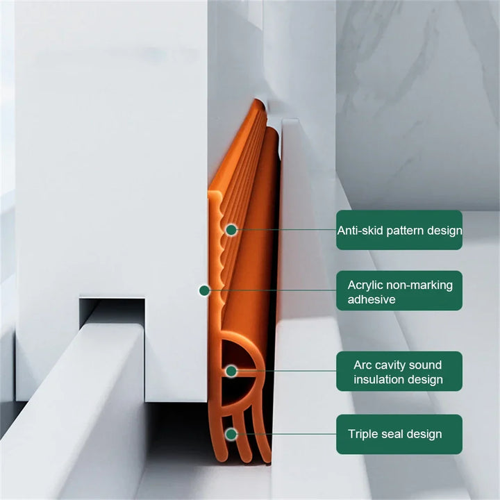 BowLift | Door seal SilentSeal Pro | PVC draft stopper without adhesive | Soundproof & energy-saving | Washable & customizable