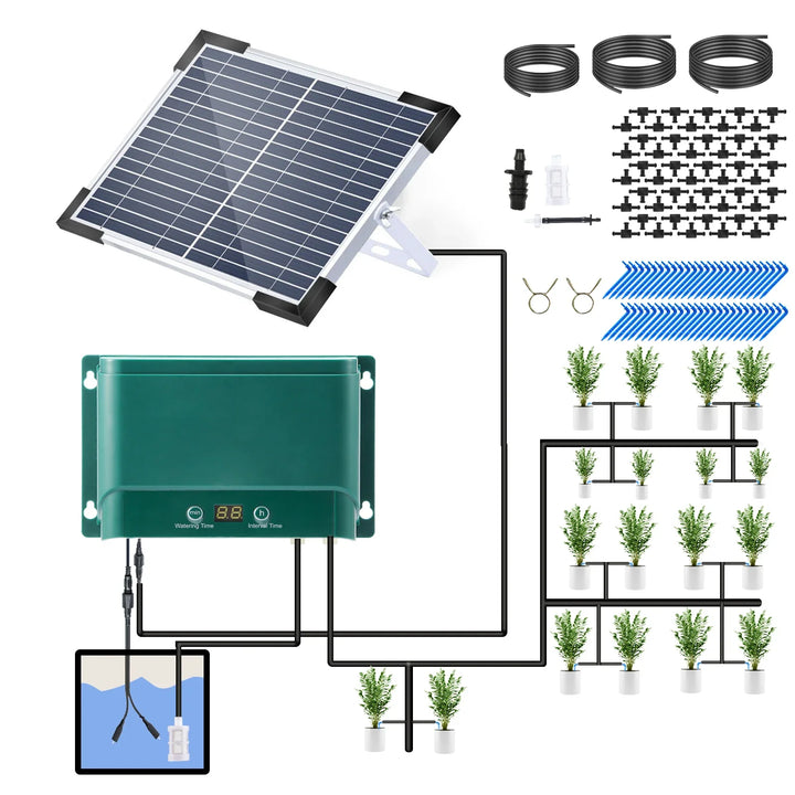 BowLift | Solar Drip Irrigation System Kit Automatic Watering with 30 Modes & 7 Timers – AquaFlow