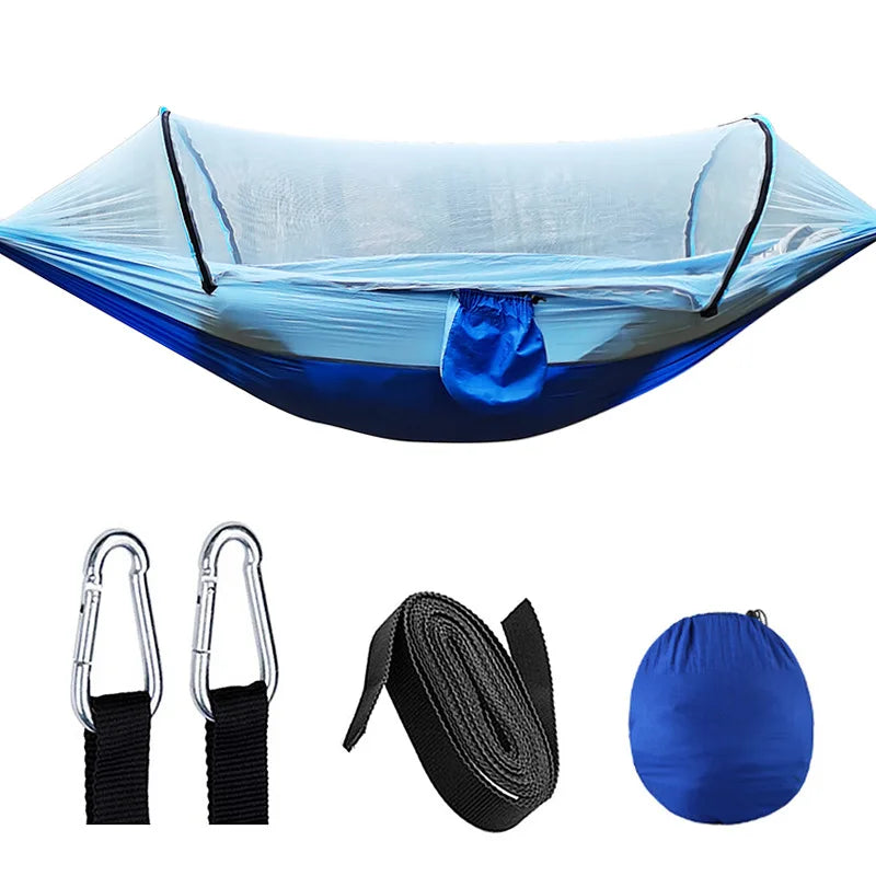 BowLift | OutdoorRelax Hammock with Mosquito Net and Quick Closure – 200 kg load capacity