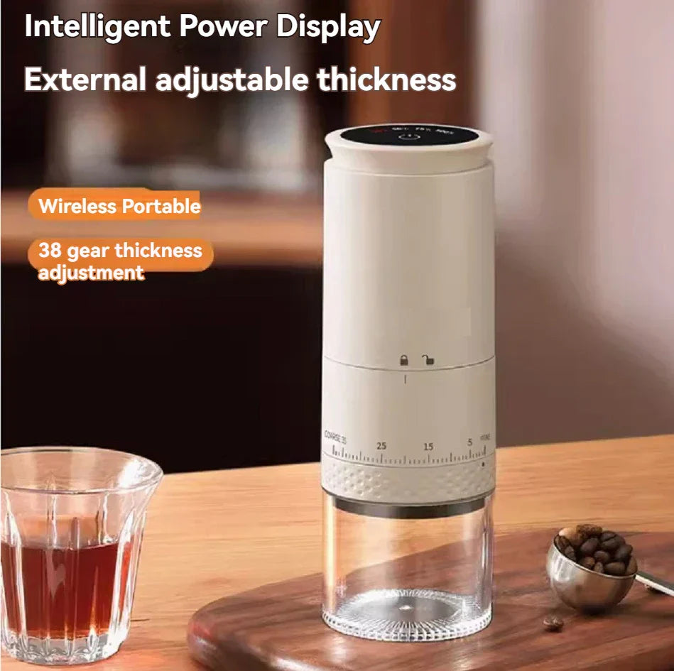 BowLift | 1500mAh Electric Coffee Grinder – Adjustable USB-C Rechargeable Burr Mill for Fresh Coffee