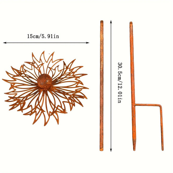 BowLift | FLORUSTA Garden Stake Bluebonnet | Rust Look Metal | Rustic Garden Decor