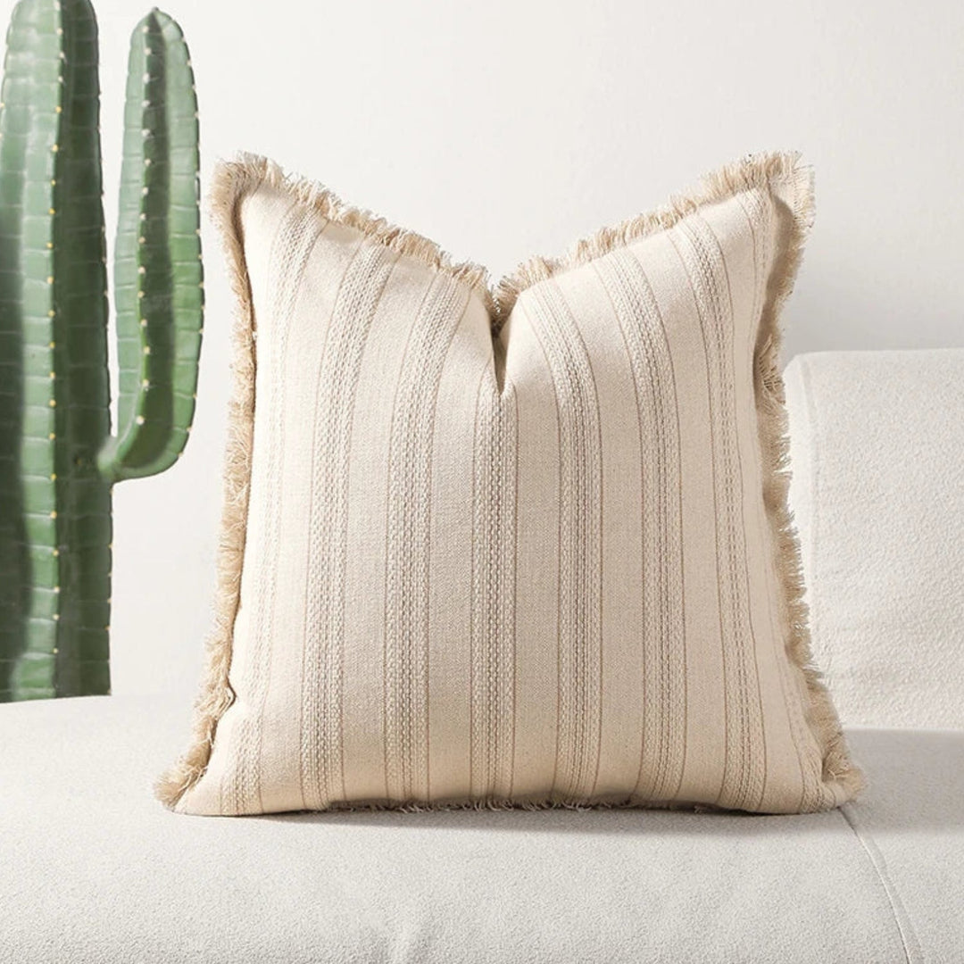 BowLift | Scandi Stripe Textured Fringe Cushion Cover
