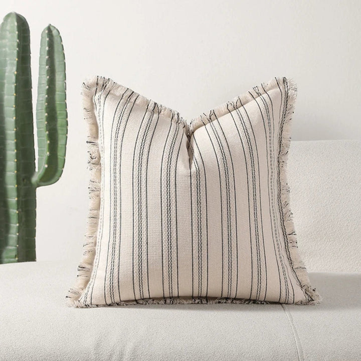 BowLift | Scandi Stripe Textured Fringe Cushion Cover