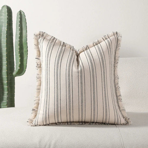 BowLift | Scandi Stripe Textured Fringe Cushion Cover