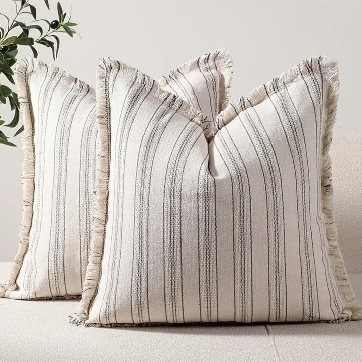 BowLift | Scandi Stripe Textured Fringe Cushion Cover