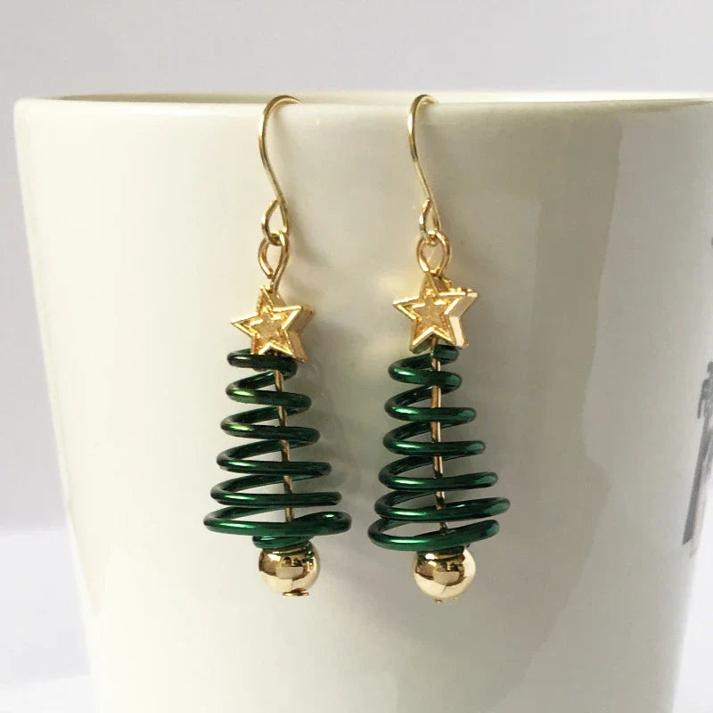 BowLift | Spiral Christmas Tree Dangle Earrings