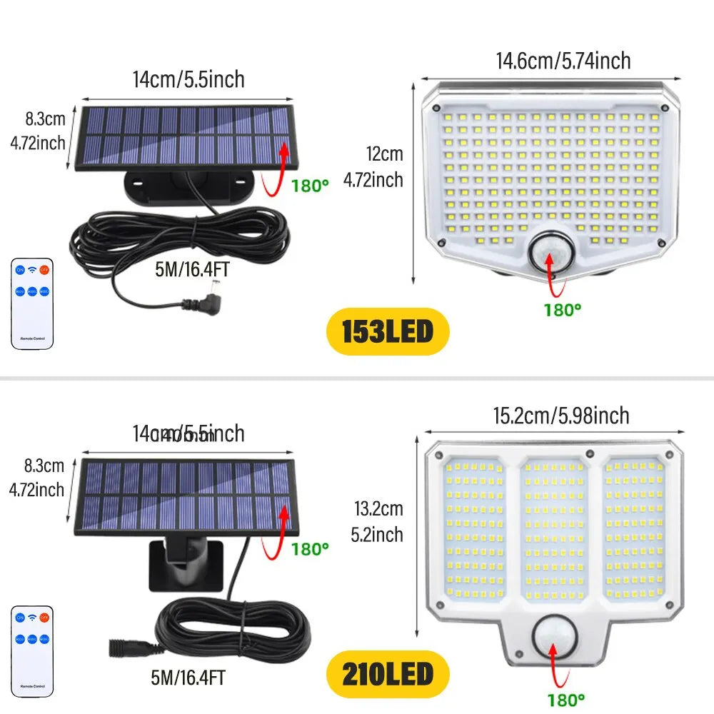 BowLift | SolarBeam 153 | 270° Super bright | Motion sensor & Remote control | IP65 Waterproof