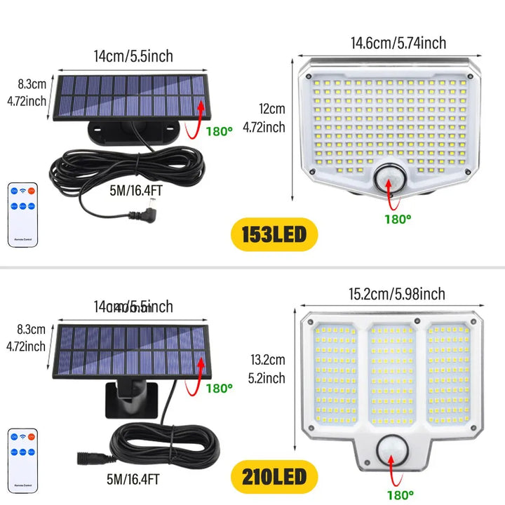 BowLift | SolarBeam 153 | 270° Super bright | Motion sensor & Remote control | IP65 Waterproof