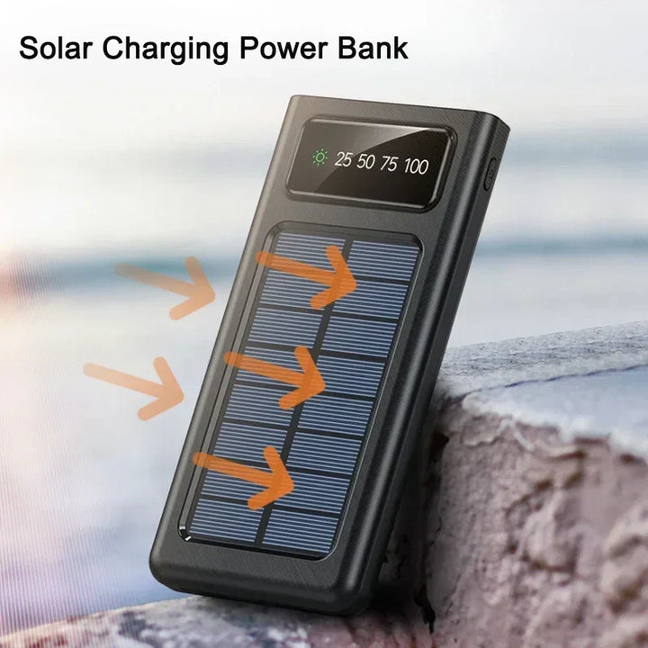 BowLift | PowerCharge Solar Power Bank | 4-in-1 cable system | Fast charging & LED flashlight