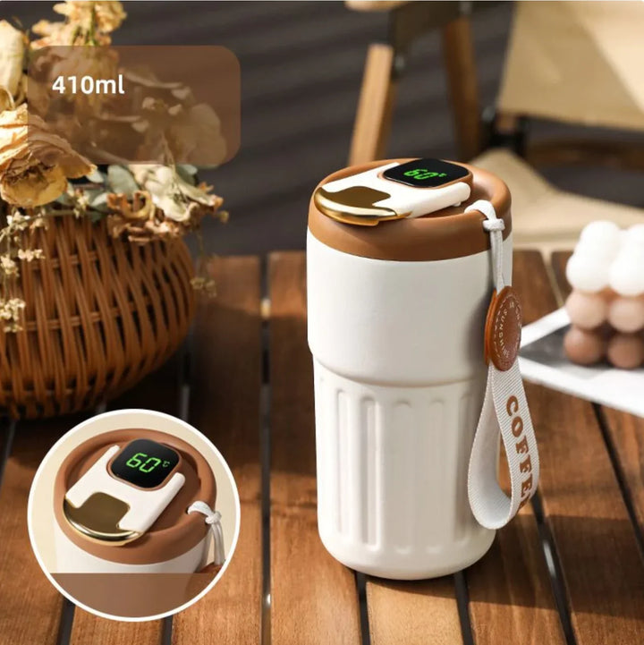 BowLift | Compact thermos cup with temperature display – 410ml cup for hot and cold drinks