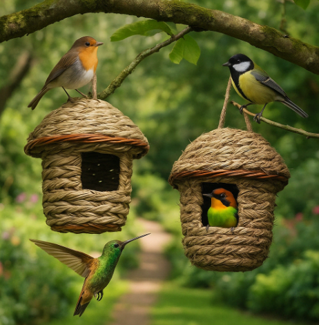 BowLift | Rustic Natural Wicker Outdoor Birdhouse