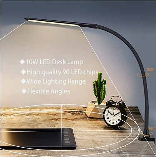 BowLift | LED Desk Lamp With Clamp, Flexible Gooseneck And 3 Light Modes