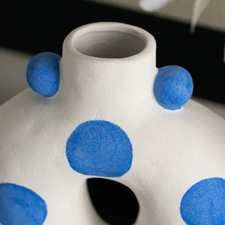 Blue Polka Dot Wonky Vase | Bowlift