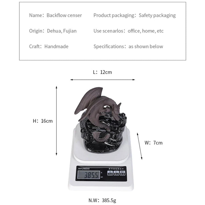 BowLift | Dracarys Ceramic Incense Holder | Backflow Design with Dragon | Vintage Decor | For Meditation & Aromatherapy