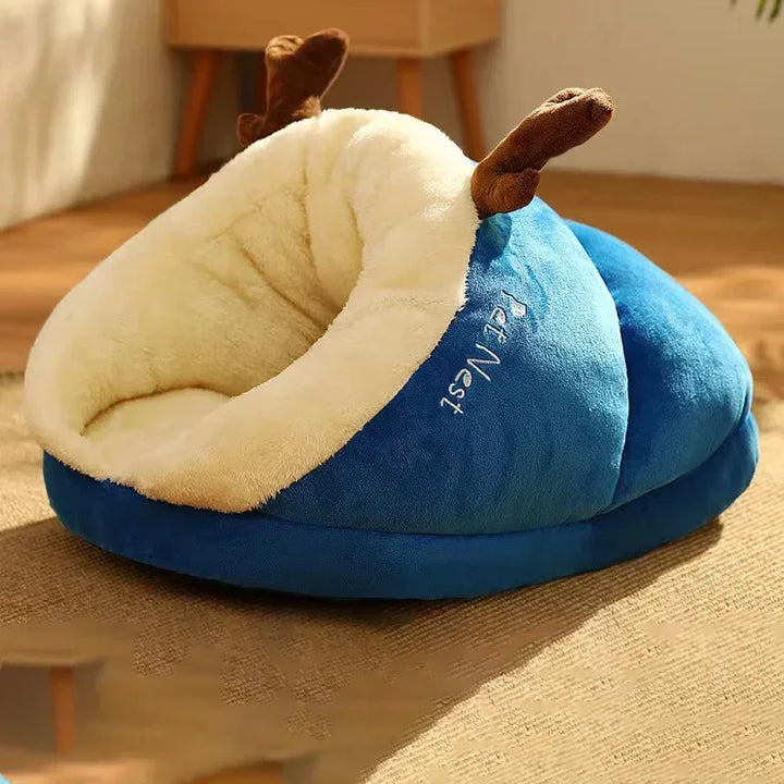 BowLift | Slippernest - Foldable Dog Bed in Coral Fleece for Winter Comfort